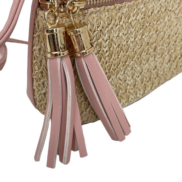 Infusion Crossbody Handbag NWT Straw Pink Faux Leather Zip - Picture 9 of 16